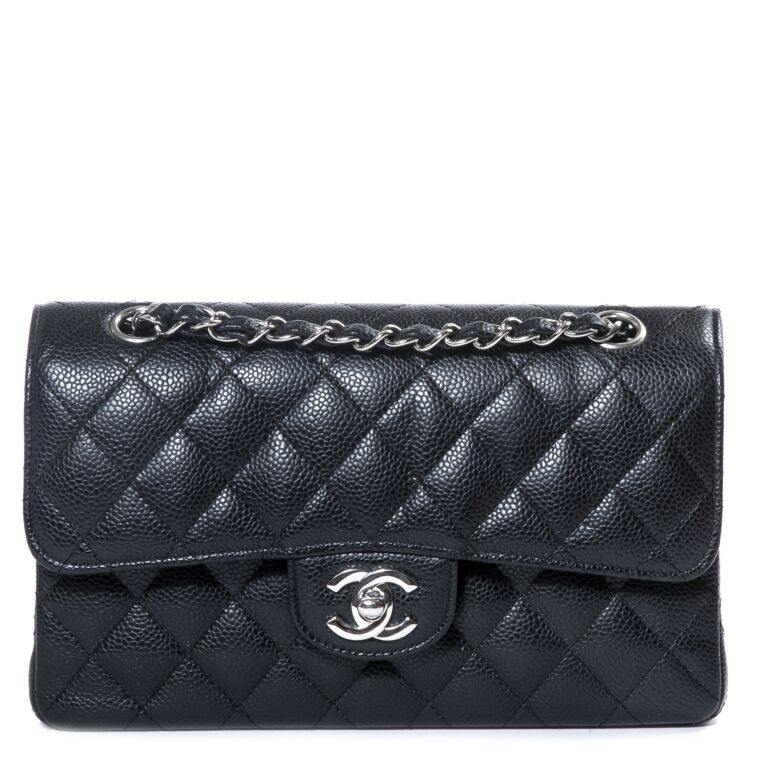 Chanel Light Pink Quilted Caviar Leather Classic Small Double Flap Bag   Yoogis Closet