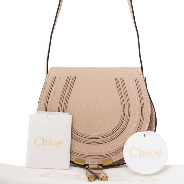 Marcie Small Leather Crossbody Bag in Beige - Chloe