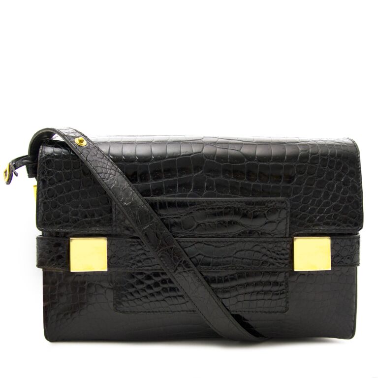 Delvaux Le Madame / Le Marronnier Black Croco Leather