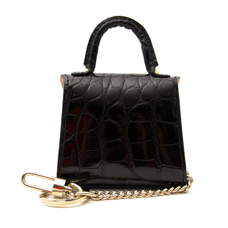 Delvaux Brillant MM Black Shiny Crocodile Vintage ○ Labellov