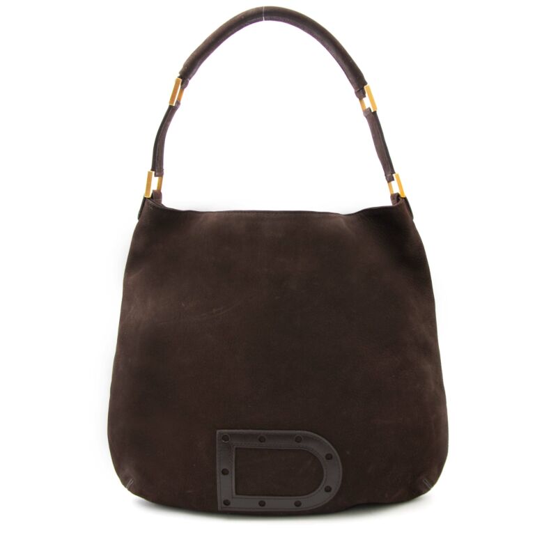 Delvaux Le Louise Café Nubuck Shoulder Bag Labellov Buy and Sell ...