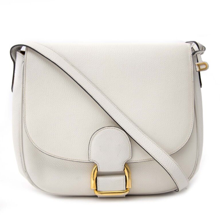 Delvaux White Pebbled Leather Shoulder Bag Labellov Buy and Sell ...