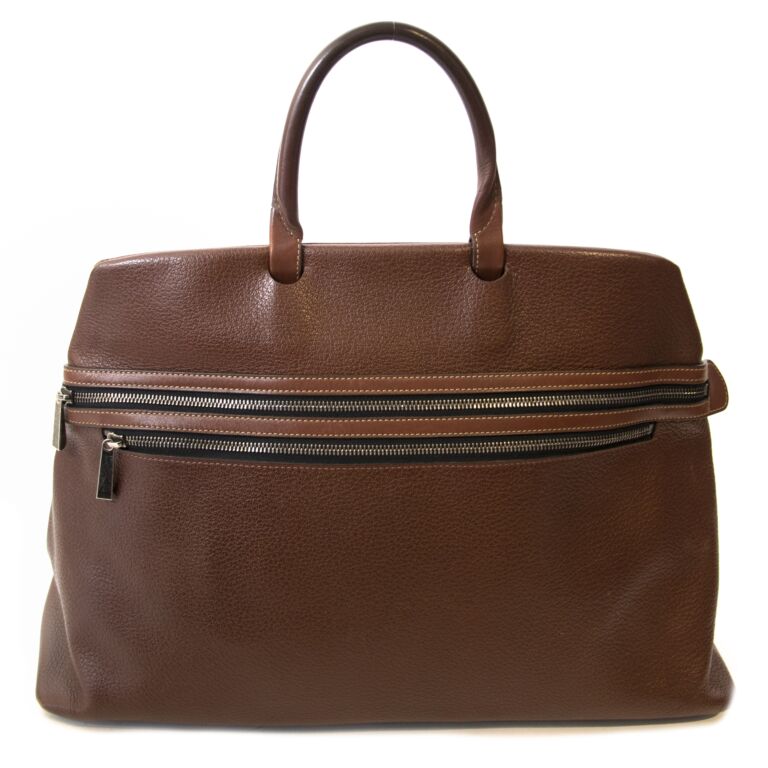 Deux deDelvaux Brown Leather Top Handle Bag Labellov Buy and Sell ...