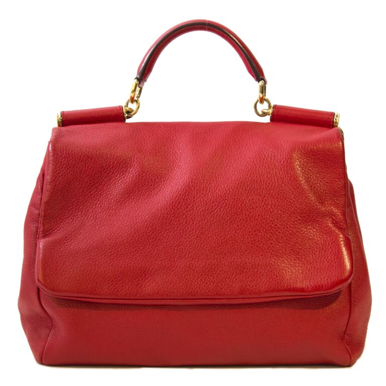 Dolce & Gabbana - Authenticated Sicily Handbag - Leather Red Plain for Women, Good Condition
