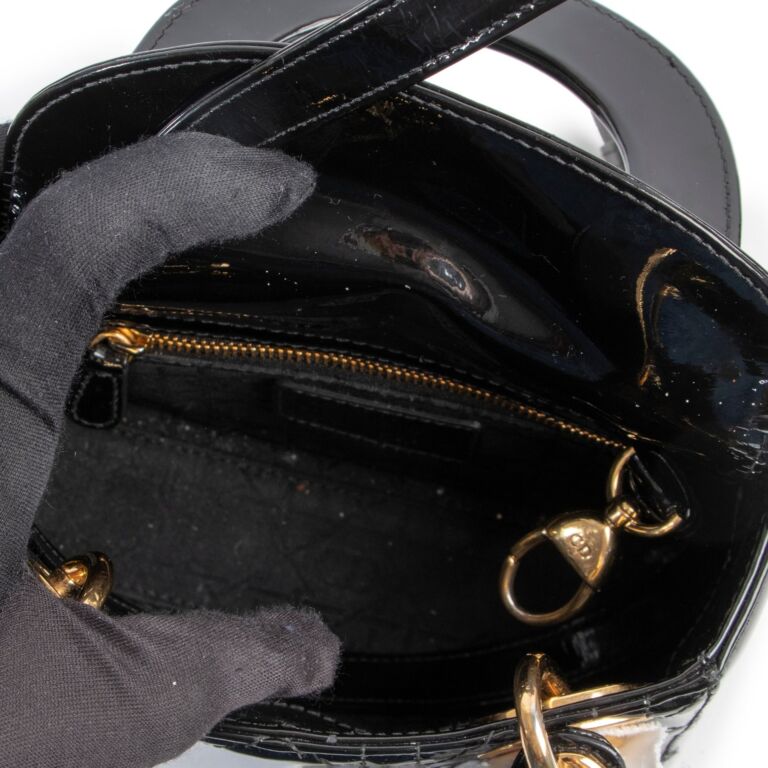 Lady dior mini Black Patent leather ref752055  Joli Closet