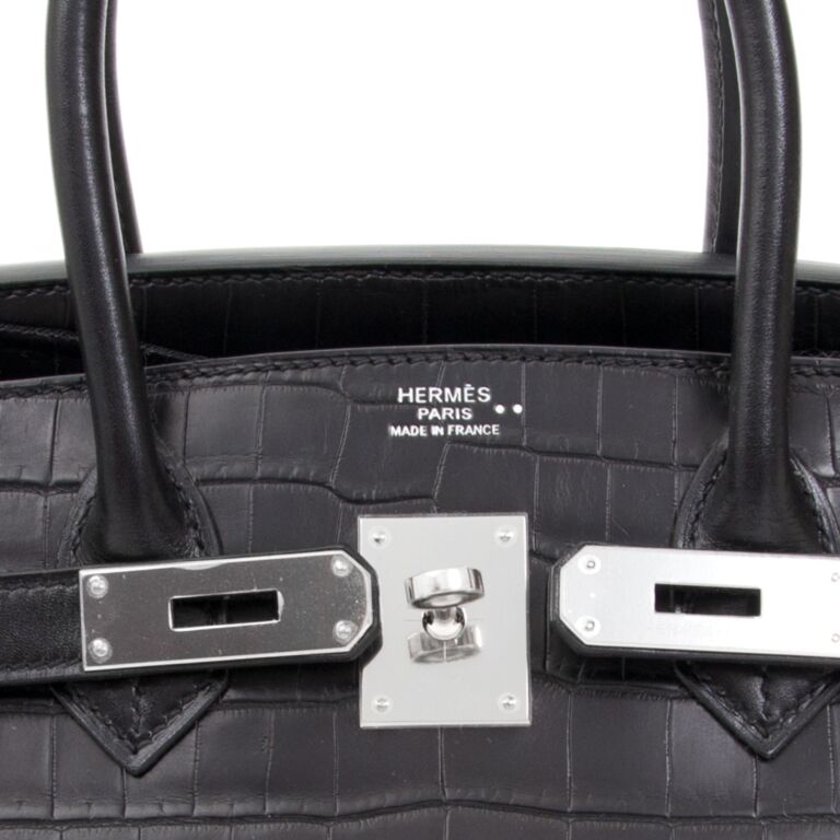 Hermes 'Black Matte Crocodile Birkin 30' Bag