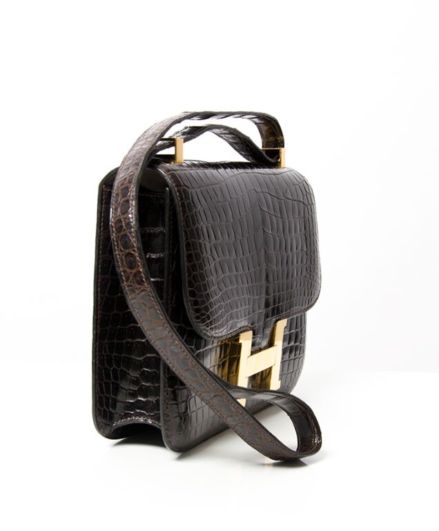 Exceptional Hermès Constance 23 in black Porosus Crocodile, gold