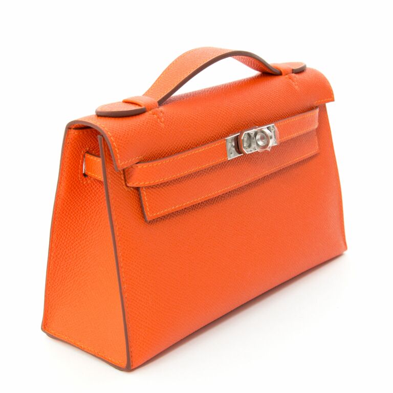 Hermes Kelly Pochette Mini Gris Etain Epsom, Luxury, Bags