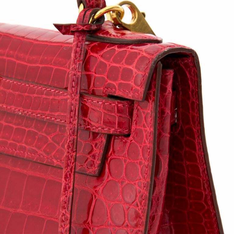 Oxblood RED CROCODILE Belly Skin KELLY Bag SATCHEL Bag - HERMES Style -  Vintage Skins