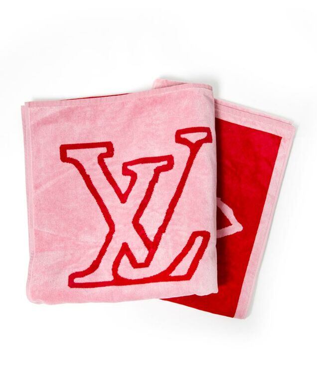Louis Vuitton Beach Towel 155×95cm Blanket Monogram Red Pink Color 100%  Cotton