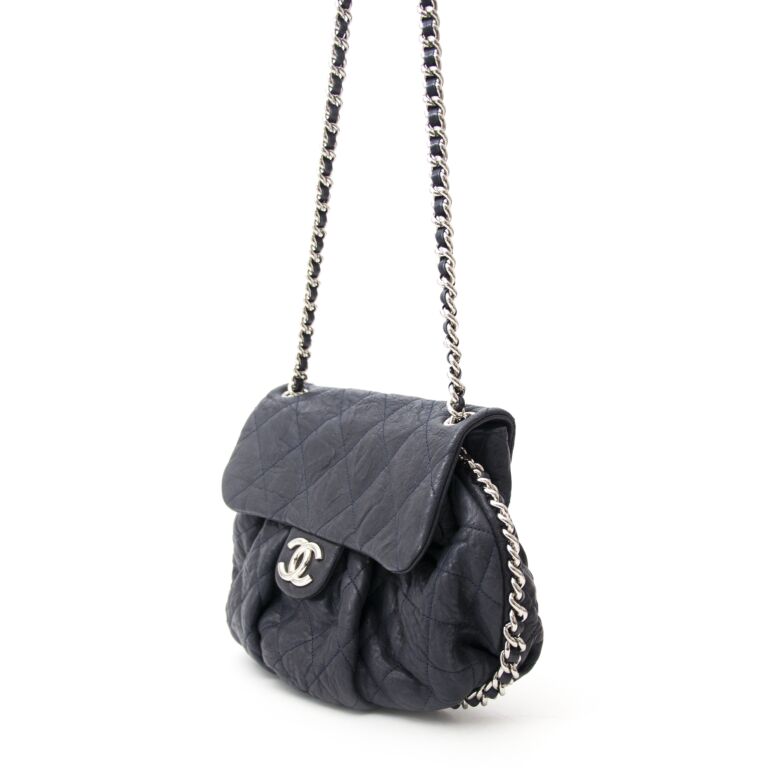 Chanel Blue Quilted Leather Medium Chain Around Shoulder Bag