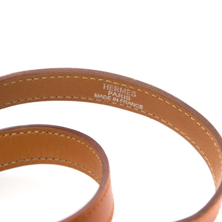 Hermes Extra Small Kelly Triple Tour Leather Bracelet (Orange)