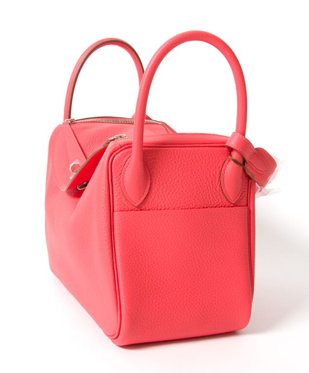 Auth. Hermes Lindy Bag Clemence 26 Rose Pink