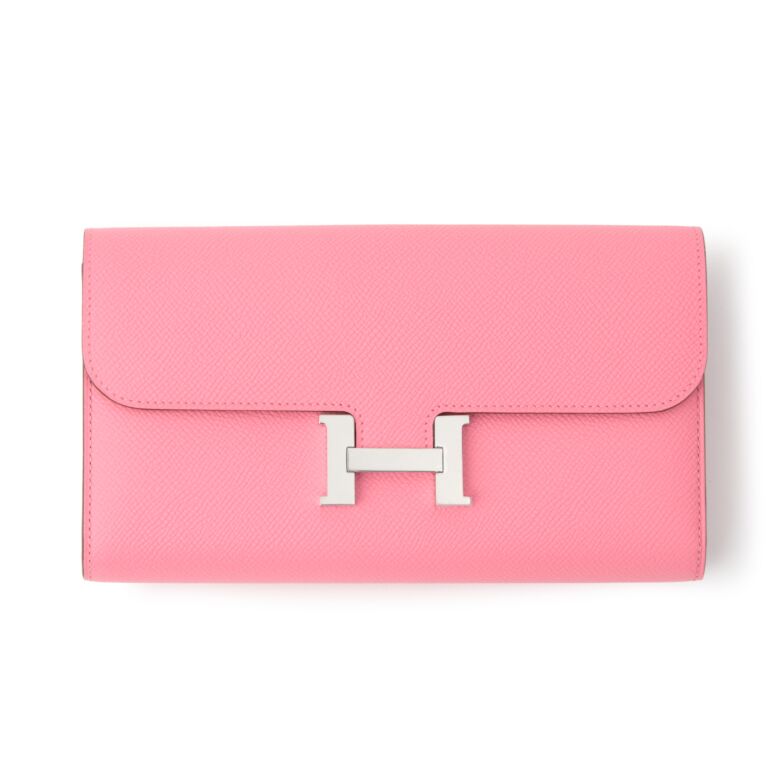 BRAND NEW Hermes Constance Long Wallet Veau Epsom Rose Confetti