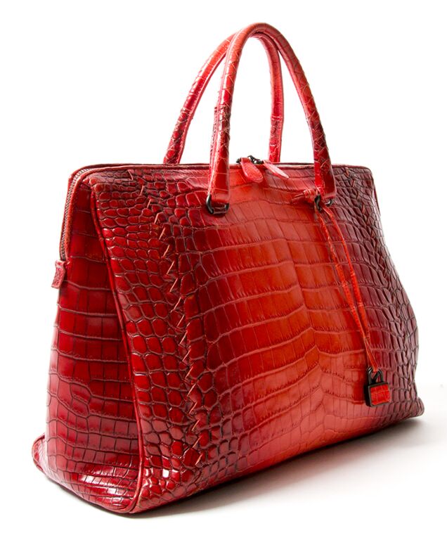 Saint Laurent Medium Sunset Croc Embossed Leather Bag | Bags, Embossed bag, Red  handbag