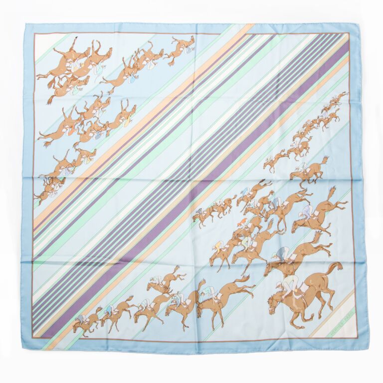 Hermes Vintage Les Courses Colorful Equestrian Horse Racing Silk