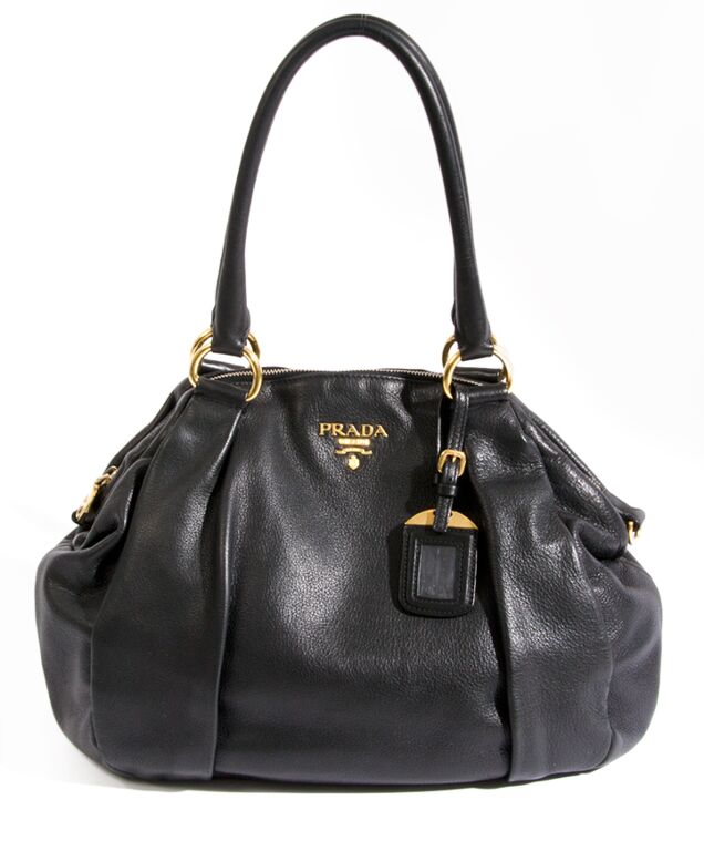 A vintage 90's Prada Black Leather Shoulder Bag – The Hosta