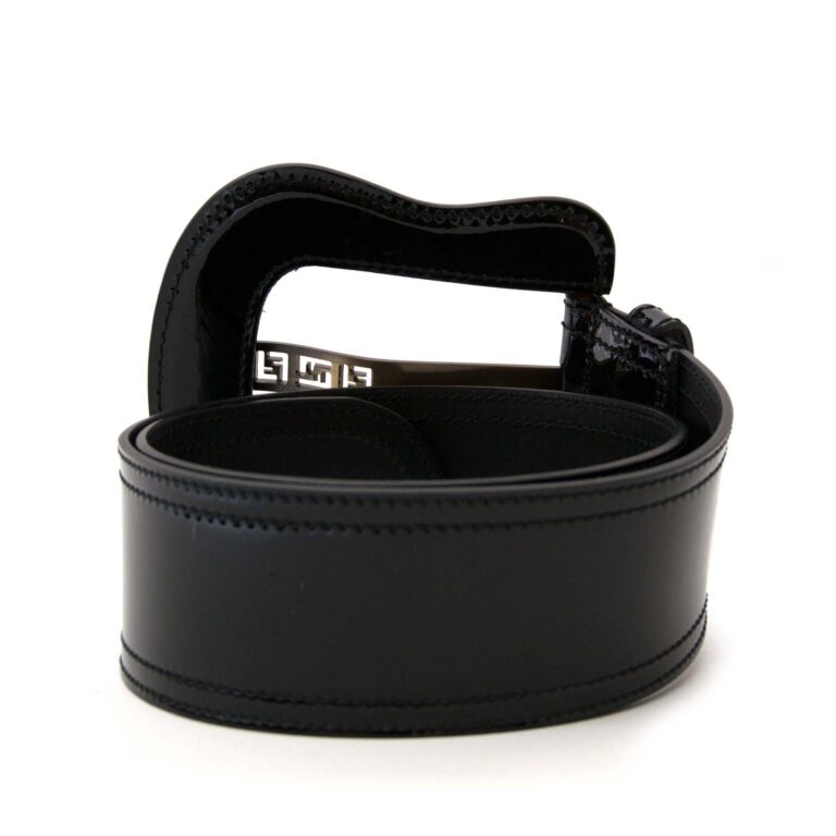 Fendi Black Bumped Leather Elastic Wide Belt Logo Buckle Size 75