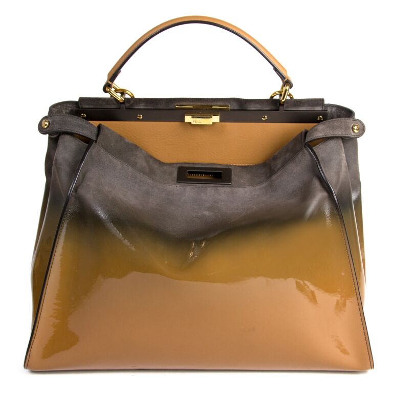 Fendi Peekaboo Large Ombr Patent Leather And Suede Labellov