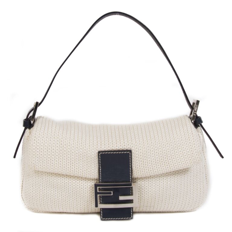 Fendi Ivory Knitted Baguette Bag Labellov Buy and Sell Authentic Luxury