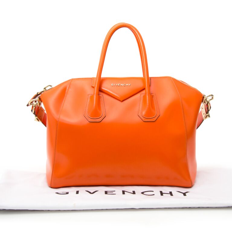 Givenchy Neon Orange Nylon & Leather Shoulder Strap Zipper Closure Tote Bag  — Labels Resale Boutique