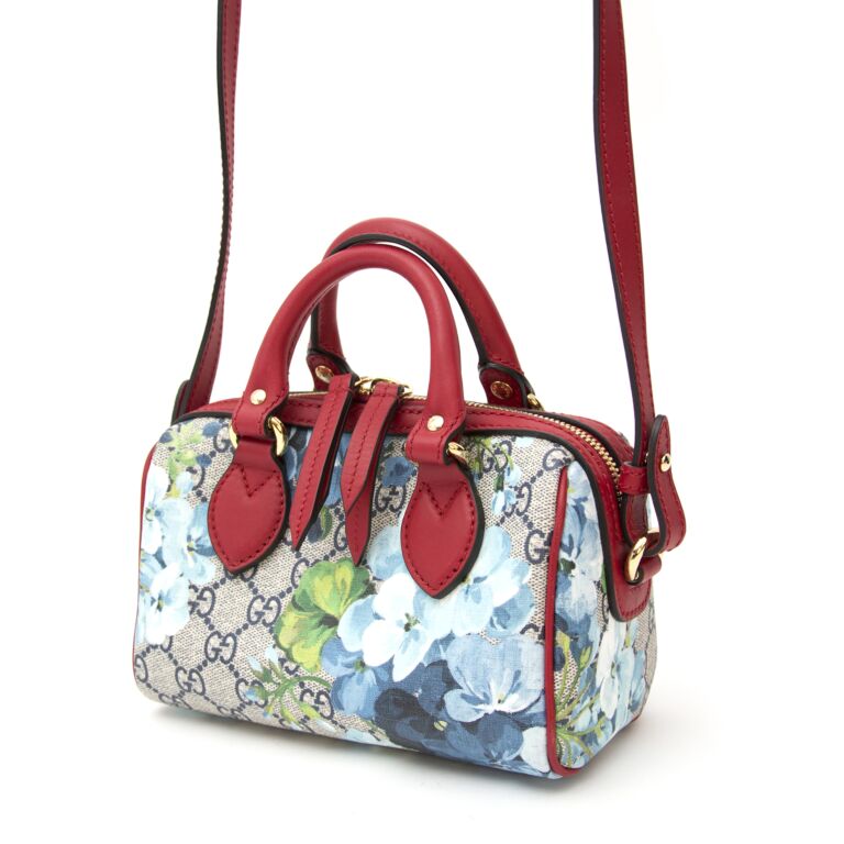 NWT Auth Gucci GG Blooms Supreme Mini Boston Bag Handbag Crossbody