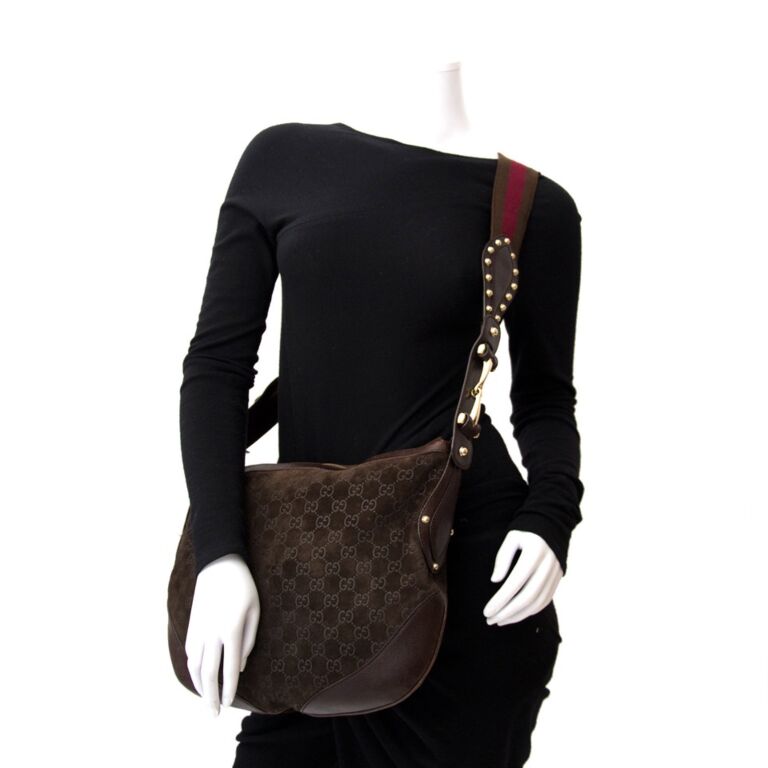 Gucci Brown Guccissima Suede Pelham Shoulder Bag - Yoogi's Closet