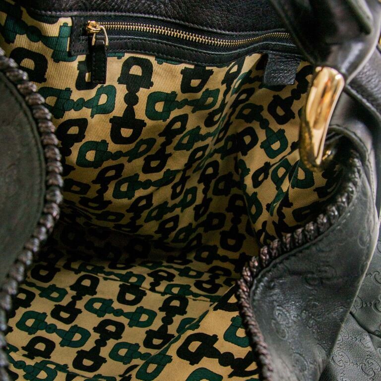 Gucci Vintage - Large GG Horsebit Hobo Bag - Black - Leather