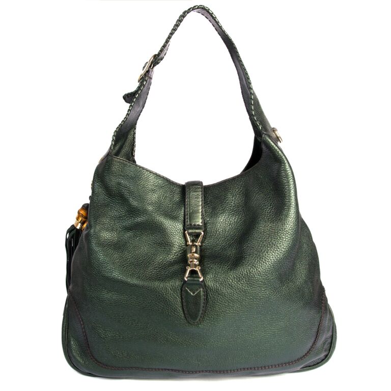 Gucci Green Metallic Calfskin Medium Jackie Shoulderbag Labellov Buy ...