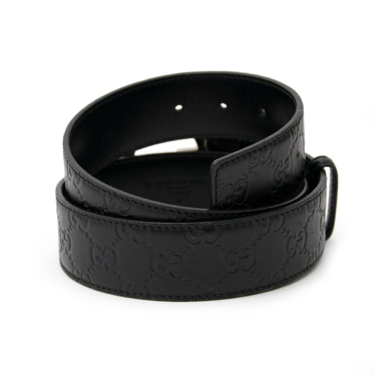 Gucci Monogram Embossed Belt in Black for Men