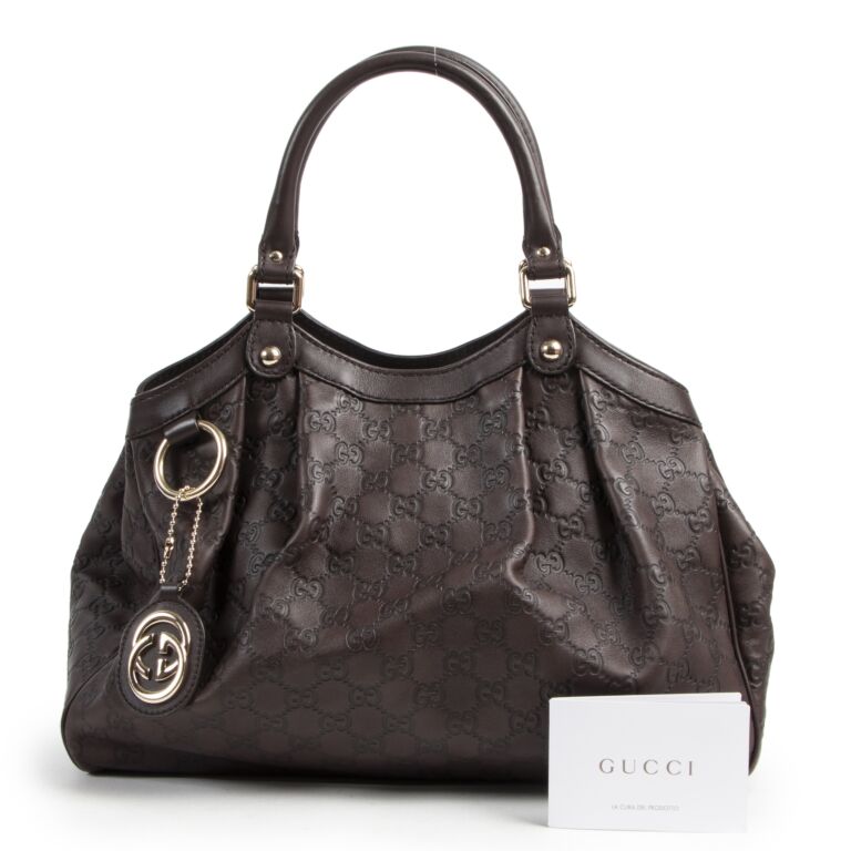 Gucci Tote Bag Sale | Guccissima Sukey Brown 211944 | BagBuyBuy