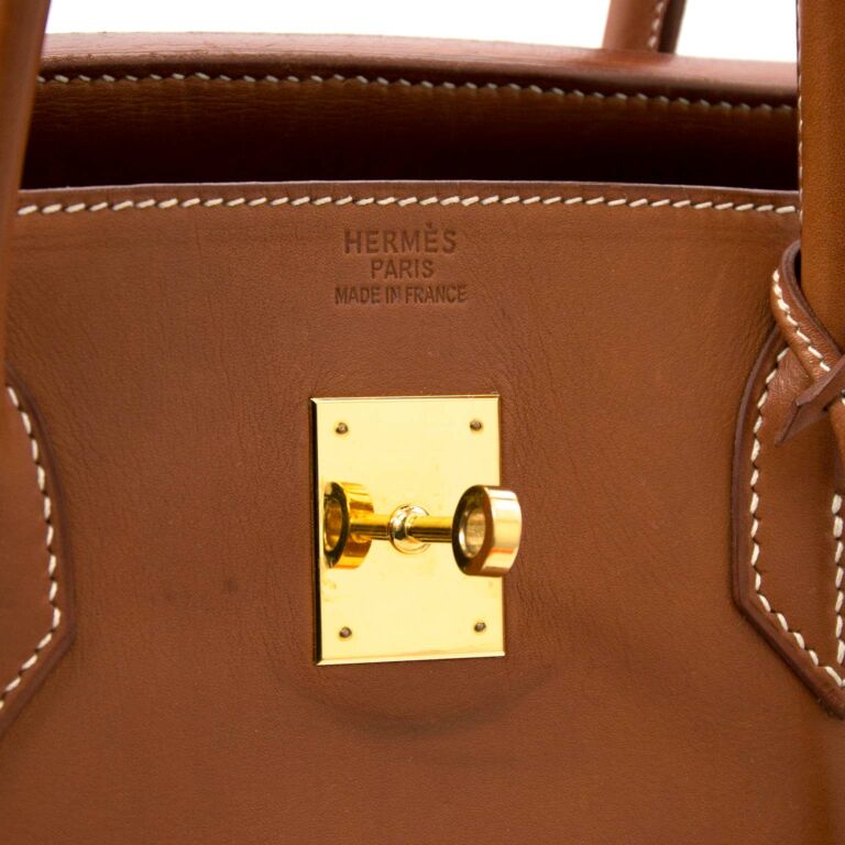 1989 Hermes Birkin 40 Natural Fauve Barenia leather with Gold