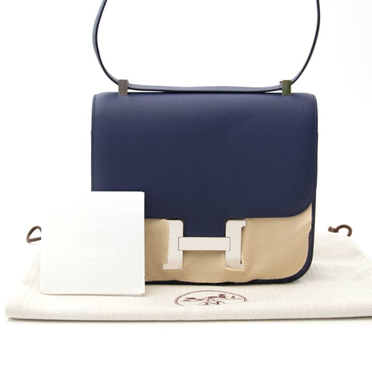 Hermès Constance Shoulder Bag in Sapphire Blue Box Leather