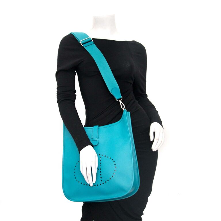 Hermès Evelyne Bleu Paon Veau Epsom Shoulder Bag ○ Labellov