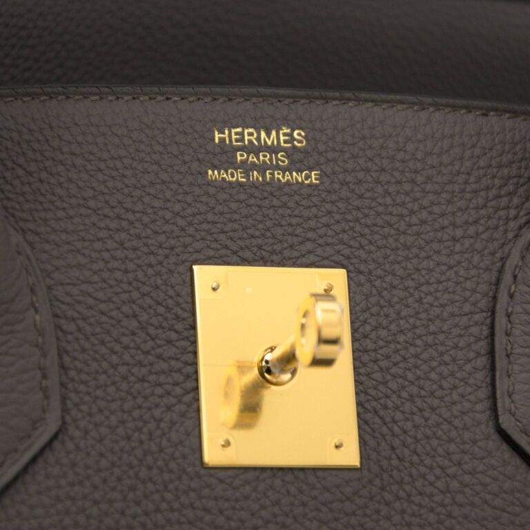 Hermes, Bags, Auth Herms Birkin Gris Etain W Gold Togo New