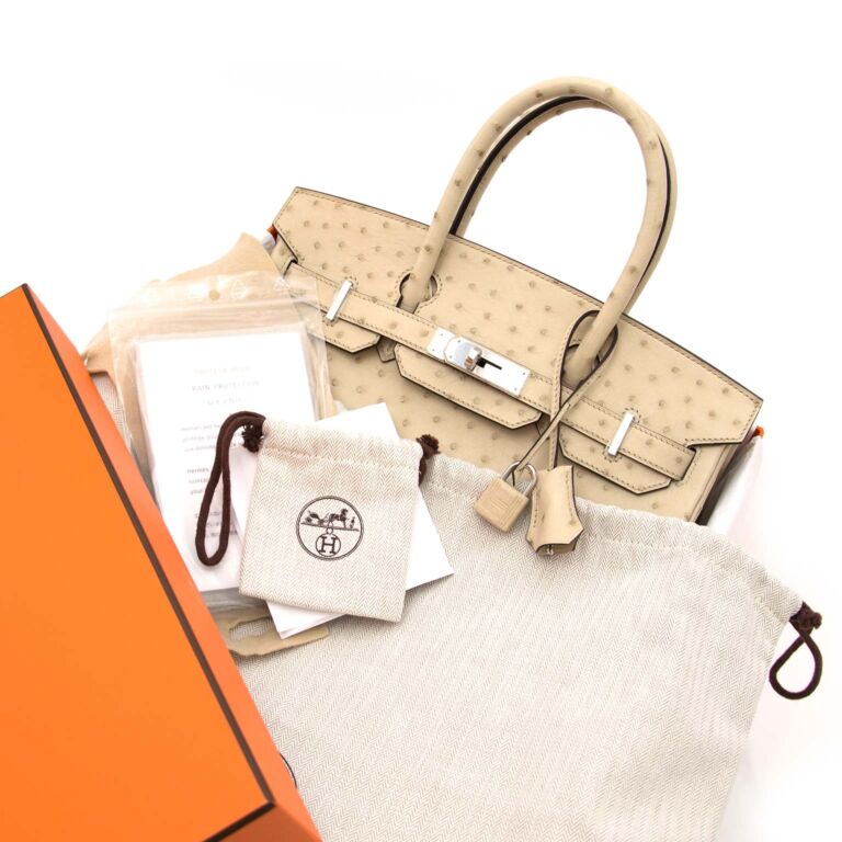 Hermes Birkin 30 Bag Ostrich Parchemin Gold Hardware New w/Box – Mightychic
