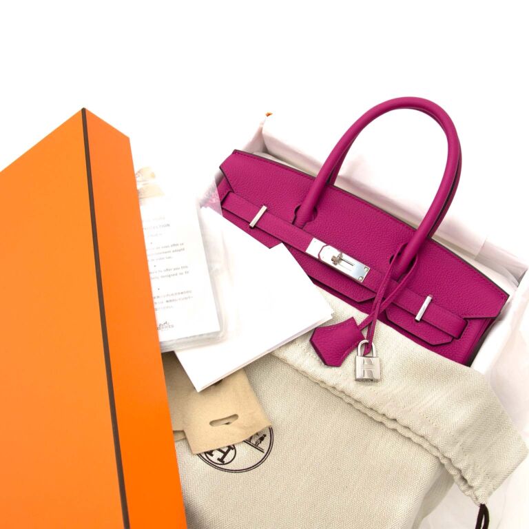 Hermes 30cm Rose Pourpre togo Burking with Palladium Hardware