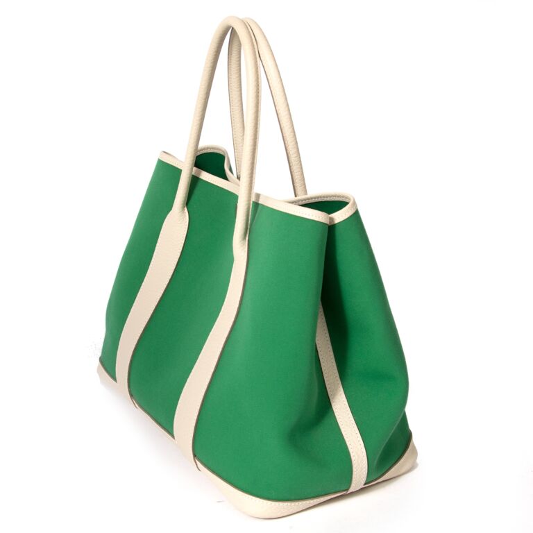 Hermès Garden Party Shopping Bag in Dark Green Plastic and Brown