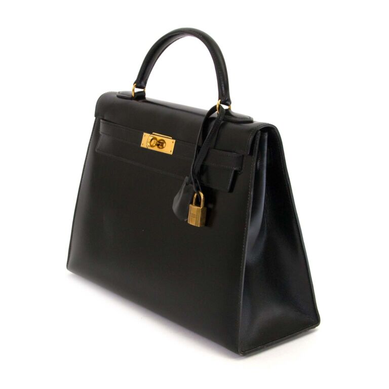 Hermes Kelly 32 Black Box Calf Leather