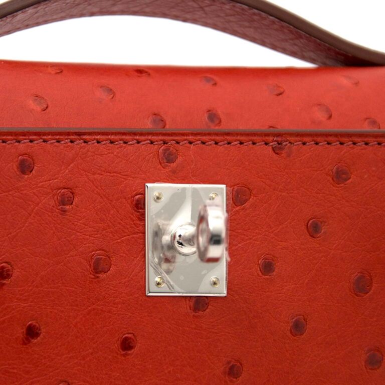 Hermes Kelly Pochette: Ostrich Handbag