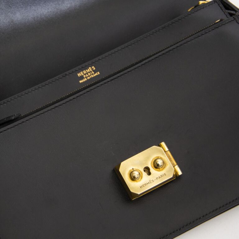 Hermes Pochette Green Belt Bum Bag Black Box Calf ◯N+ 13823