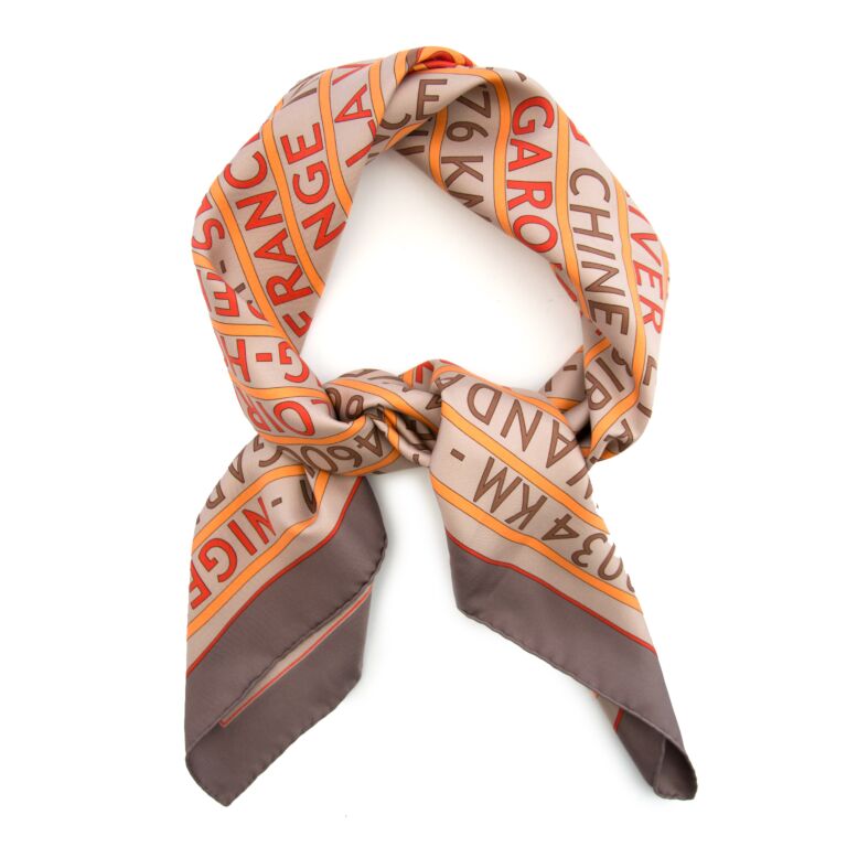 Hermès Silk Carré Scarf Orange Cuir du Desert ○ Labellov ○ Buy