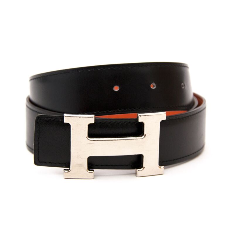 Hermès Black Orange Reversible Belt Labellov Buy and Sell Authentic Luxury