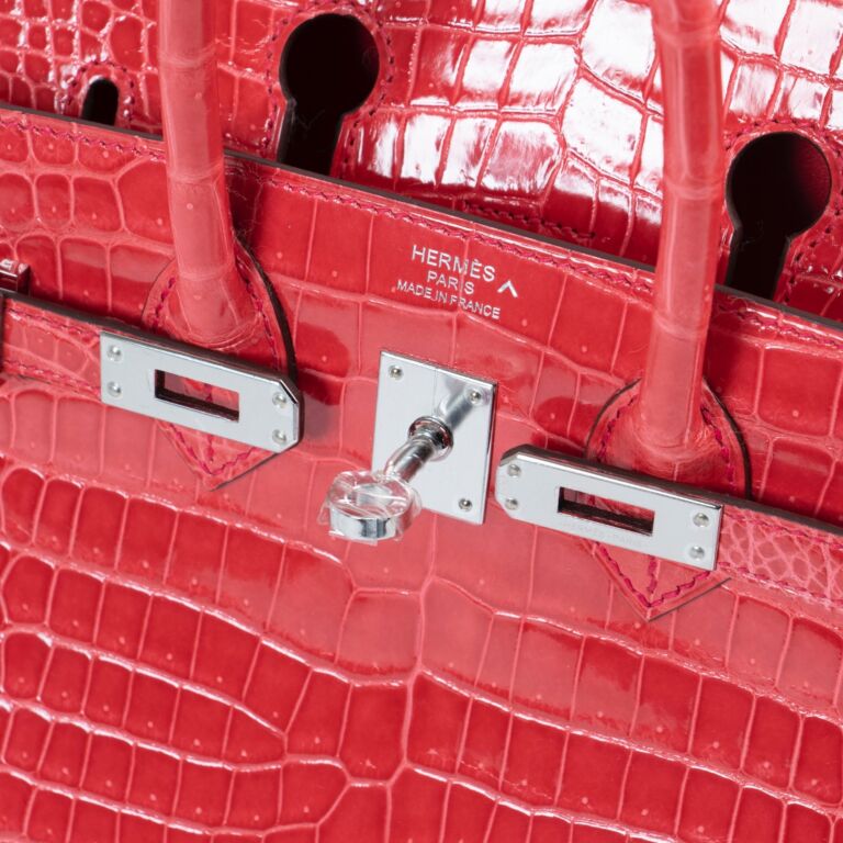 Bougainvillea Shiny Porosus Crocodile Birkin 25 Palladium Hardware, 2018, Handbags & Accessories, 2023