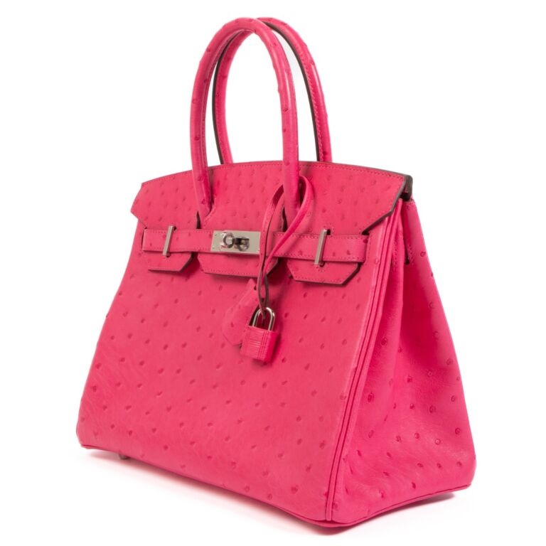 Hermès Birkin 30 Rose Tyrien Ostrich PHW ○ Labellov ○ Buy and