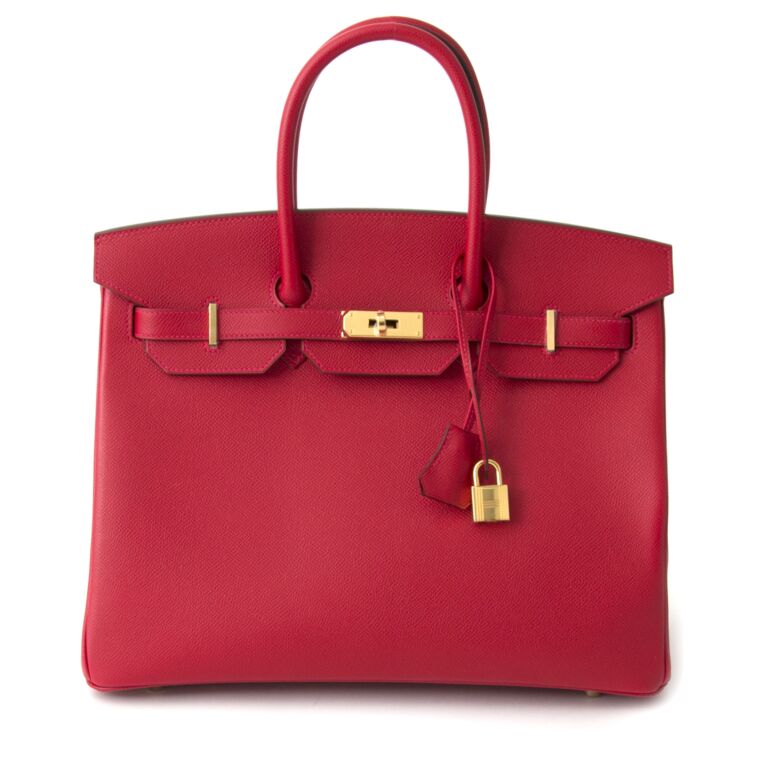 Hermes Kelly 35 Rouge Casaque Swift - Vintage Lux