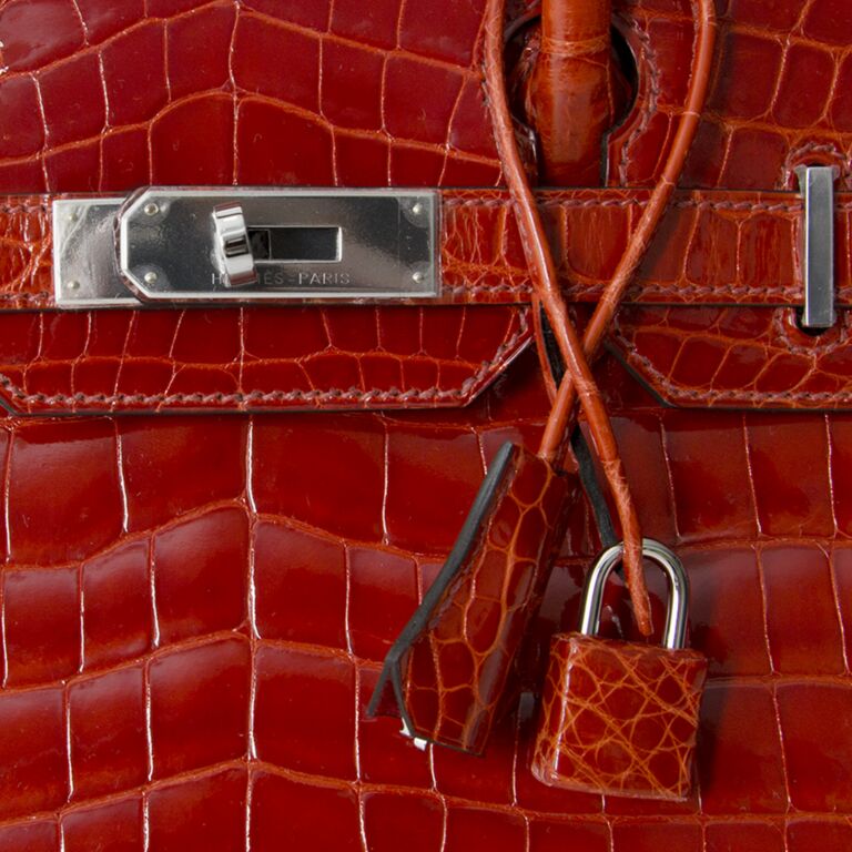 Hermès Birkin 30 Crocodile Niloticus Braise GHW Bag ○ Labellov