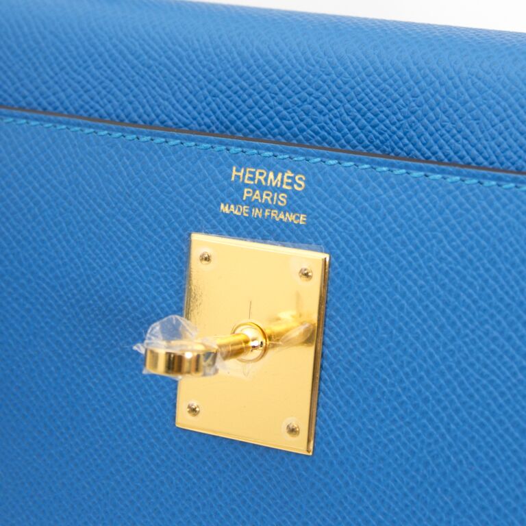Hermes Kelly 35cm Bleu Izmir Epsom GHW