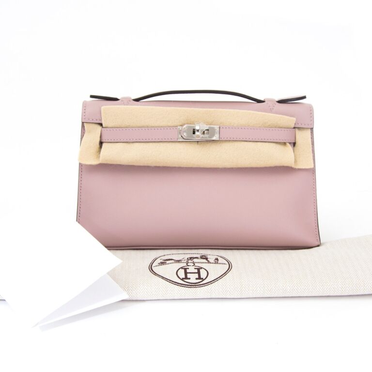 Brand New Hermes Kelly Pochette Bag Mini Swift Glycine ○ Labellov