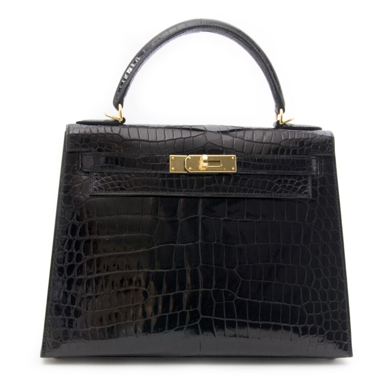 Hermès Kelly Sellier 28 Croco Porosus Black GHW ○ Labellov ○ Buy and Sell  Authentic Luxury